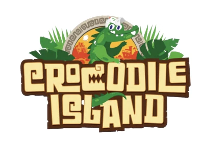 The "Crocodile Island" logo features the silhouette of a crocodile against a tropical island backdrop.